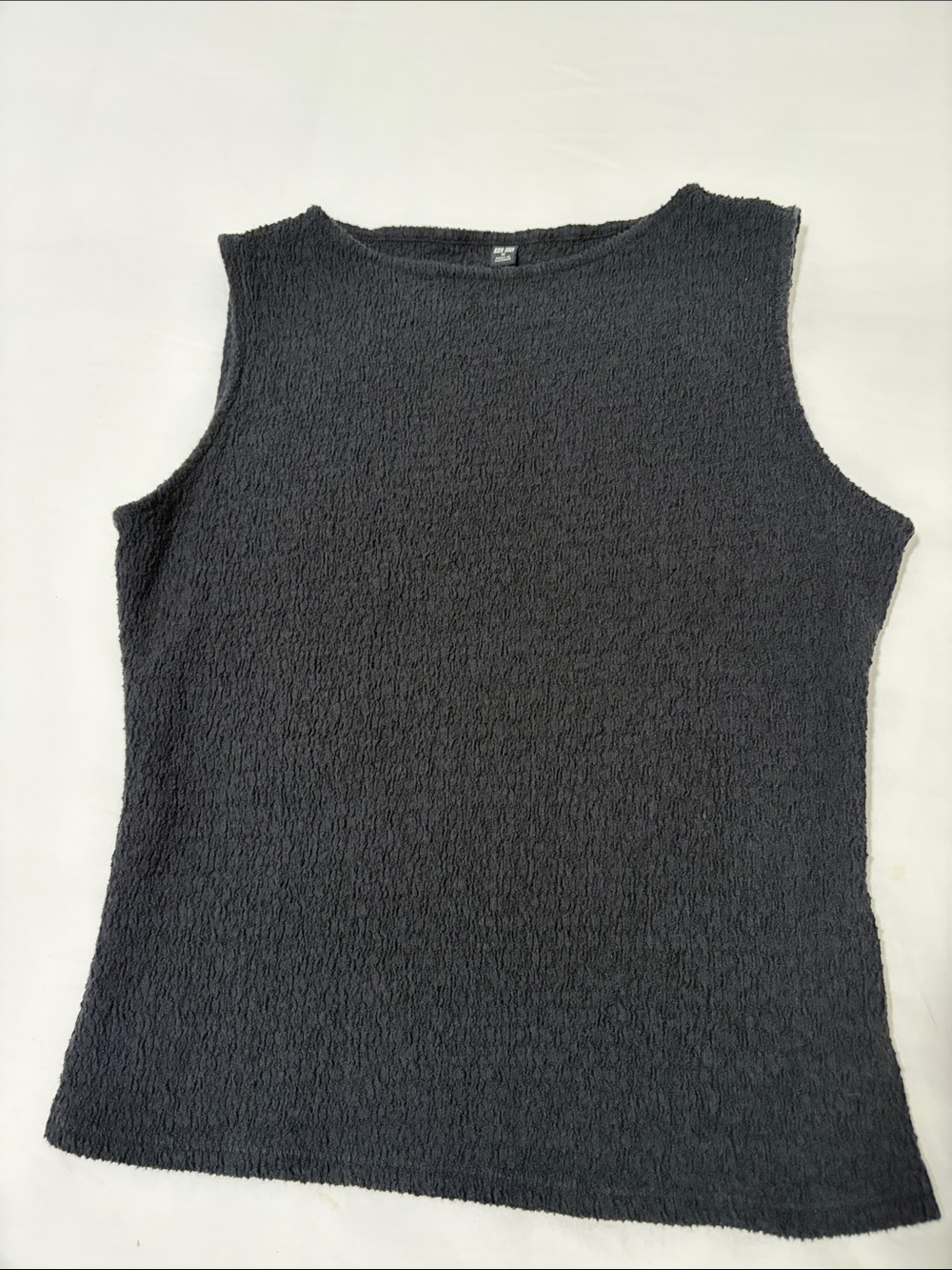 Uniqlo Black Shirring Boat Neck Sleeveless T-Shirt